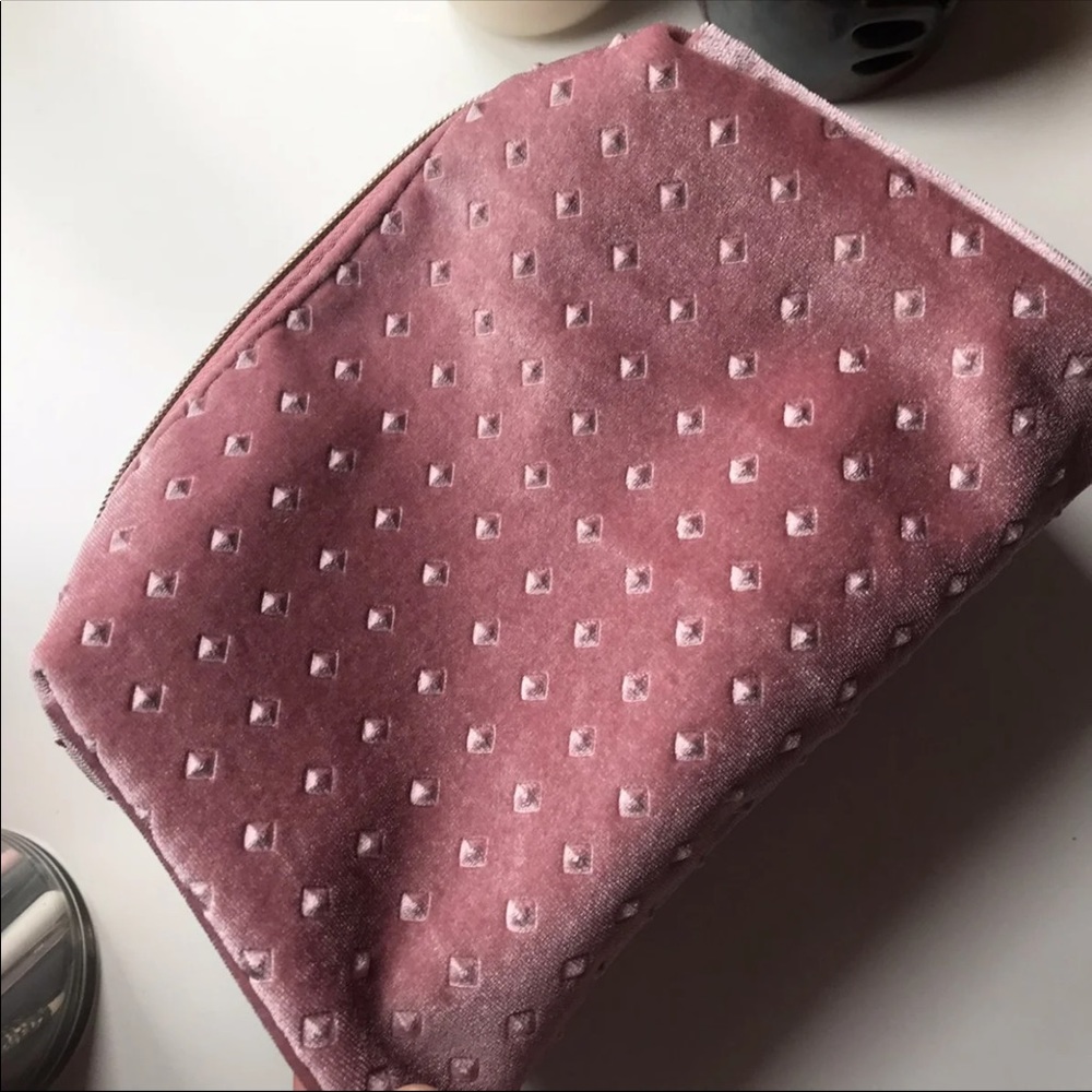 Pink Velvet Makeup Bag